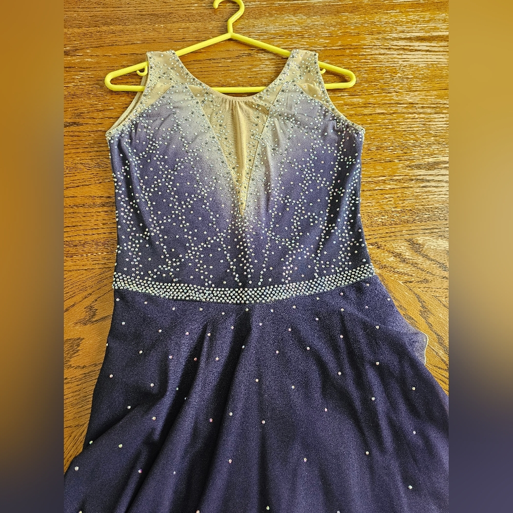 Beautifully Rhinestoned Purple and Nude Toned Figure Skating Dress 💜⛸️✨️🌟